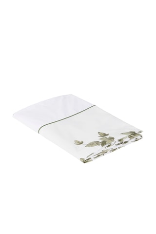 Drap plat en percale de coton 31 fils/cm² Lierre - Blanc