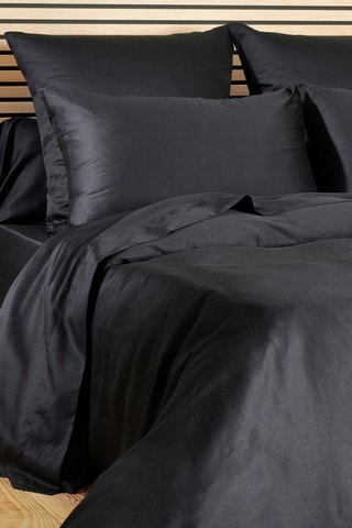 Drap-housse en satin de coton 80 fils/cm² Douce nuit - Noir