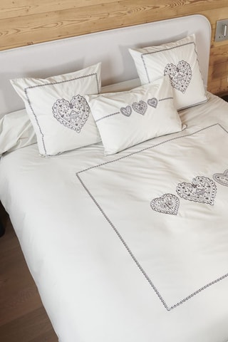 Drap-housse en percale de coton 31 fils/cm² Nuit au chalet - Beige