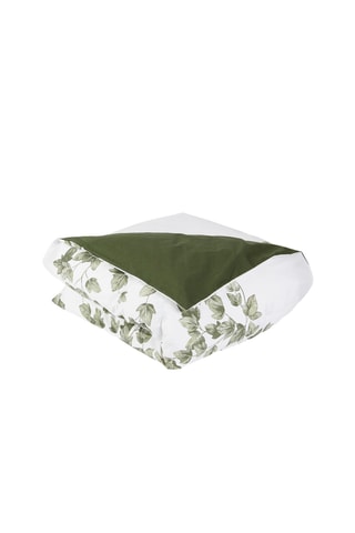 Housse de couette réversible en percale de coton 31 fils/cm² Lierre - Blanc