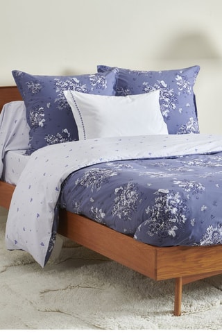 Housse de couette en percale de coton 31 fils/cm² Poeme - Bleu