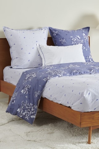 Housse de couette en percale de coton 31 fils/cm² Poeme - Bleu