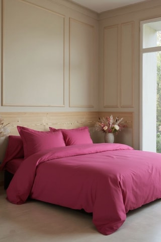 Housse de couette en percale de coton 80 fils/cm² Uni - Fuchsia