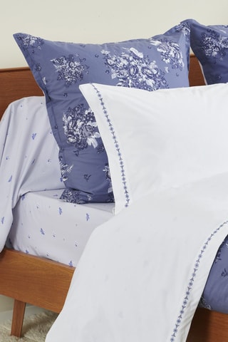 Drap-housse en percale de coton 31 fils/cm² Poeme - Bleu