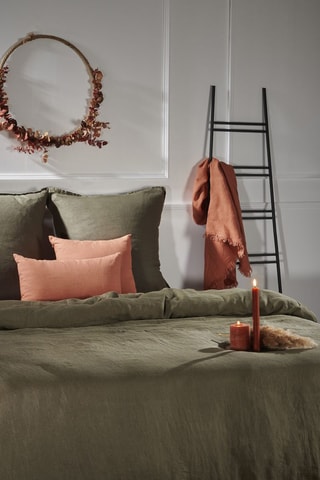 Parure de couette en lin Uni - Kaki