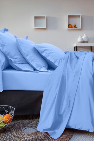 Drap-housse en coton 57 fils/cm² Uni - Bleu
