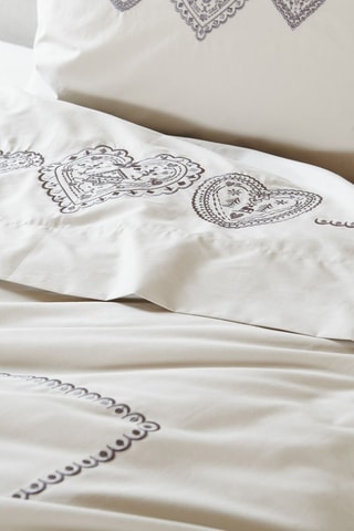 Drap plat en percale de coton 31 fils/cm² Nuit au chalet - Blanc