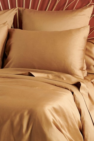 Drap-housse en satin de coton 80 fils/cm² Douce Nuit - Biscuit