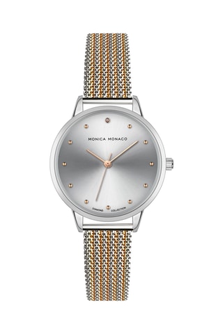 Stalen Quartz Horloge met Diamant - Monica Monaco