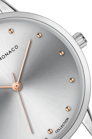 Stalen Quartz Horloge met Diamant - Monica Monaco