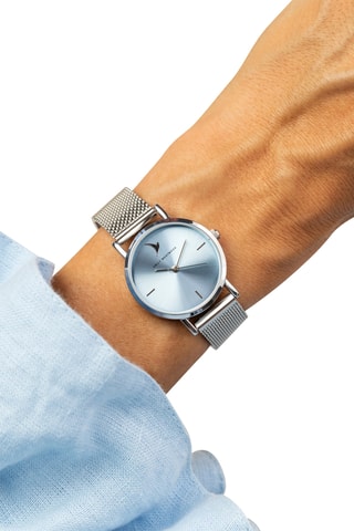 Stalen Quartz Horloge - Zilverkleurig en Lichtblauw