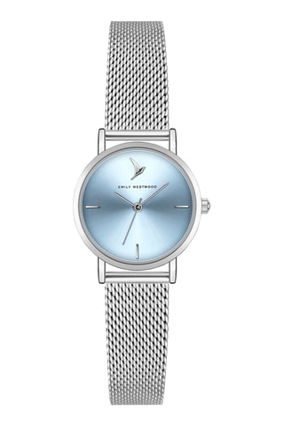 Stalen Quartz Horloge - Zilverkleurig en Lichtblauw