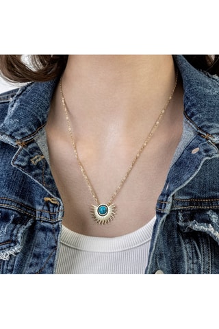 Ketting Freya - Roestvrij Staal, Kristallen & Turkoois