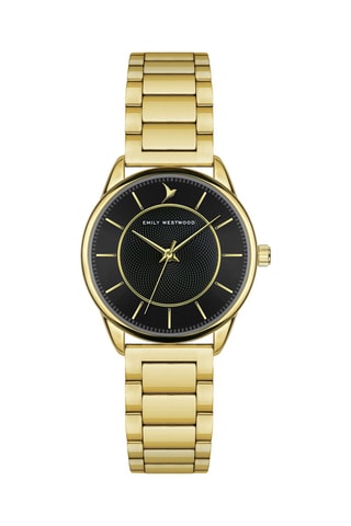Stalen Quartz Horloge - Goudkleurig en zwart - Emily Westwood