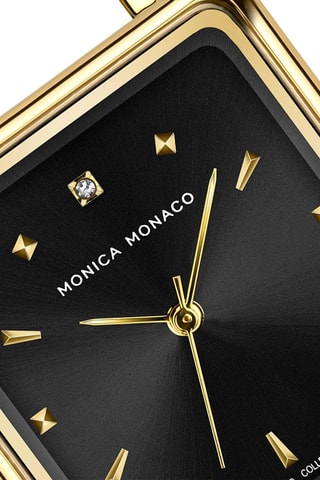 Stalen Quartz Horloge met Diamant - Goudkleurig en Zwart