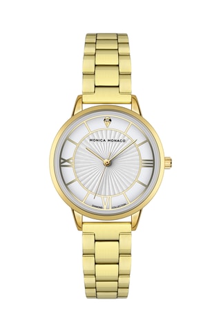 Stalen Quartz Horloge met Diamant - Monica Monaco