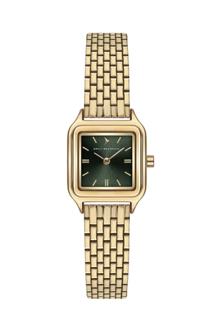 Stalen Quartz Horloge - Goudkleurig en Groen