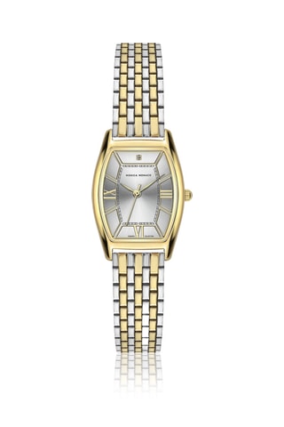 Stalen Quartz Horloge met Diamant - Goudkleurig en Zilverkleurig
