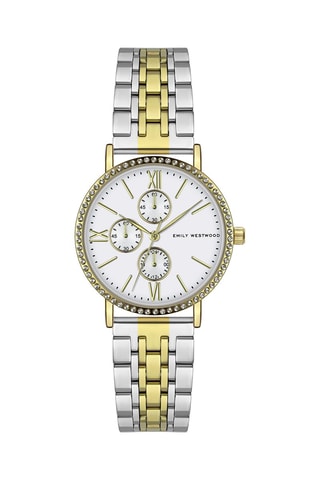Stalen Quartz Horloge - Goudkleurig en Zilverkleurig - Emily Westwood