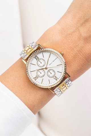 Stalen Quartz Horloge - Goudkleurig en Zilverkleurig - Emily Westwood