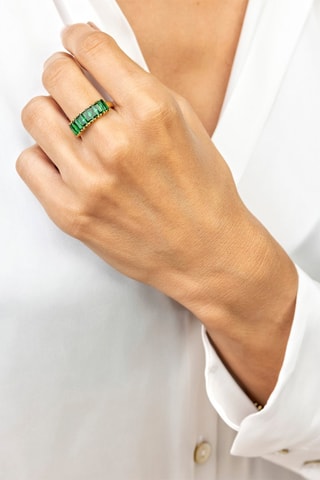 Ring - Goudkleurig en groen - Maat 52 - Marc Malone