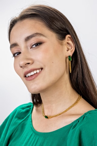 Ketting Goudkleurig en groen - Marc Malone