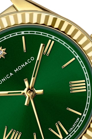 Stalen Quartz Horloge met Diamant - Monica Monaco