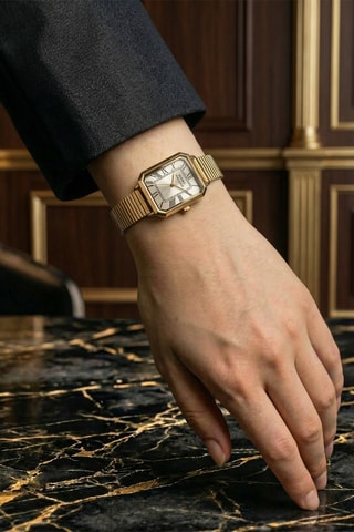Stalen Quartz Horloge - Goudkleurig - Marc Malone