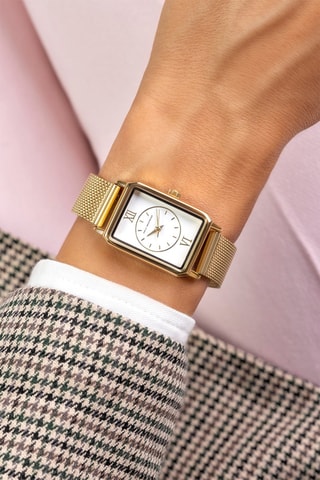 Stalen Quartz Horloge - Goudkleurig en Wit - Emily Westwood