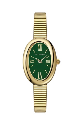 Stalen Quartz Horloge - Goudkleurig en Groen - Emily Westwood