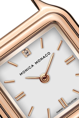 Stalen Quartz Horloge met Diamant - Roségoudkleurig