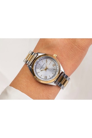 Stalen Quartz Horloge met Diamanten
