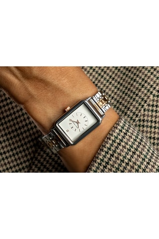 Stalen Quartz Horloge met Diamant - Roségoudkleurig en Zilverkleurig
