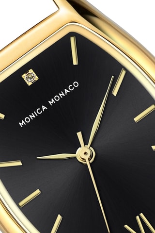 Stalen Quartz Horloge met Diamant - Goudkleurig en Zwart
