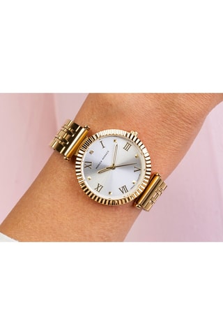 Stalen & Diamanten Quartz Horloge - Goudkleurig en Zilverkleurig - Monica Monaco