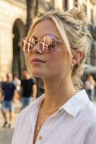 Zonnebril voor Dames - Spiegelende Glazen - Categorie 3 - Roze