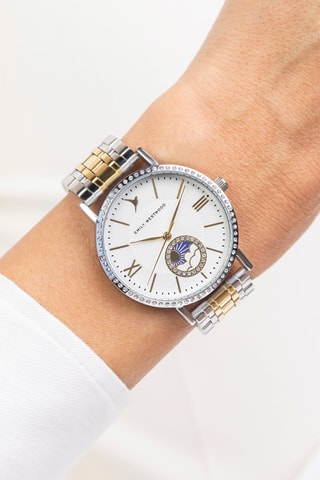 Stalen Quartz Horloge - Zilverkleurig en Goudkleurig - Emily Westwood