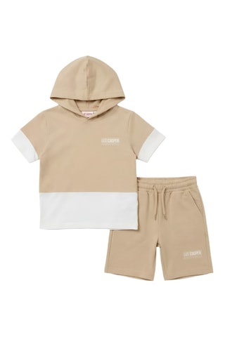 Sudadera con capucha y short - Beige