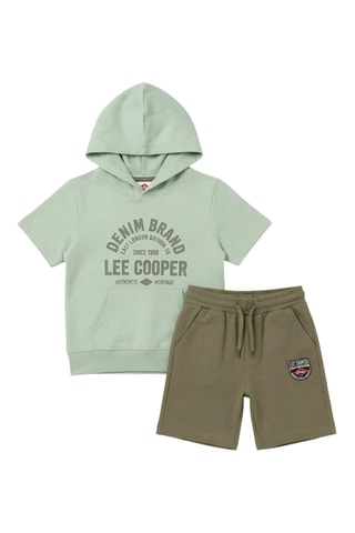 Camiseta con capucha y short - Caqui