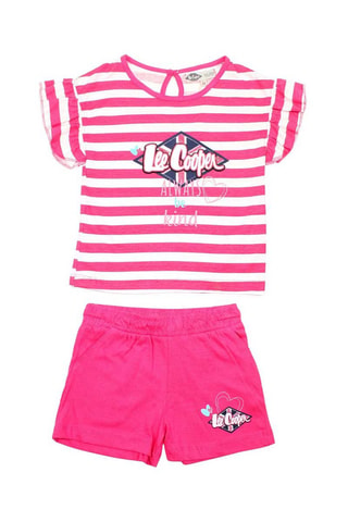 Camiseta y short - Blanco y rosa
