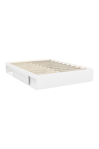 Struttura letto con testiera e scomparti contenitori integrati Orem - 140 x 190 cm