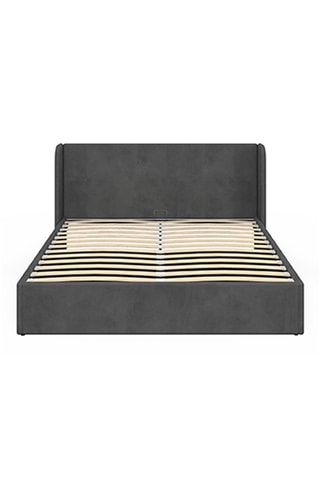 Letto contenitore Lucia in velluto grigio con rete e testiera 160x200cm