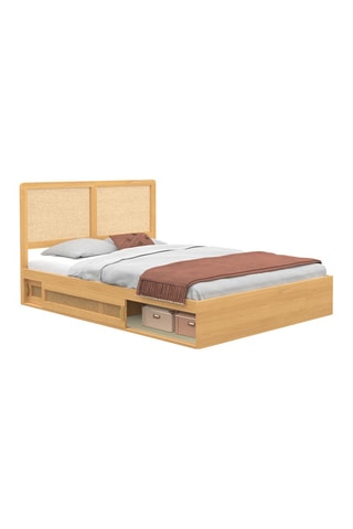 Letto contenitore con rete e testiera in canne Eve - Area materasso 140 x 190 cm