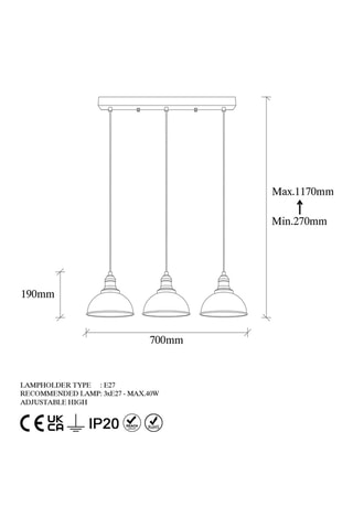 Lámpara de techo Varzan - Negro - 3 x 40 W