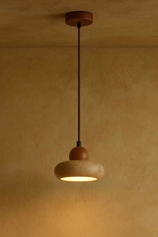 Lámpara de techo de madera y travertino - Beige