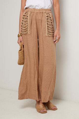Pantalón de lino - Camel