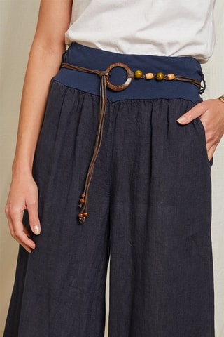 Pantalón palazzo de lino - Azul marino