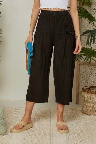 Pantalón pirata de lino - Negro