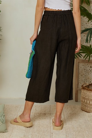 Pantalón pirata de lino - Negro