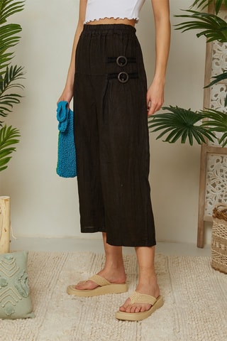 Pantalón pirata de lino - Negro